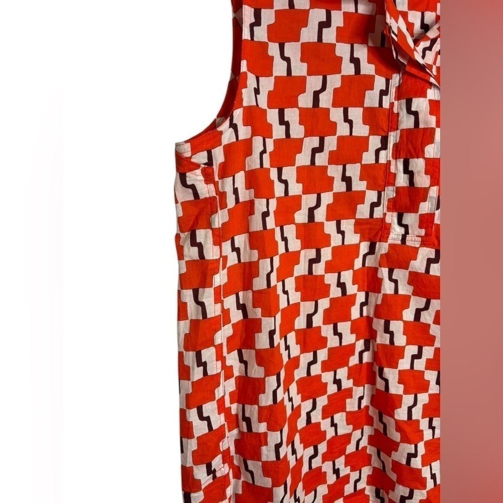 Emme Marella Abstract Artsy Orange Sleeveless Button Collar Top Size 44- US 8 - Picture 4 of 11